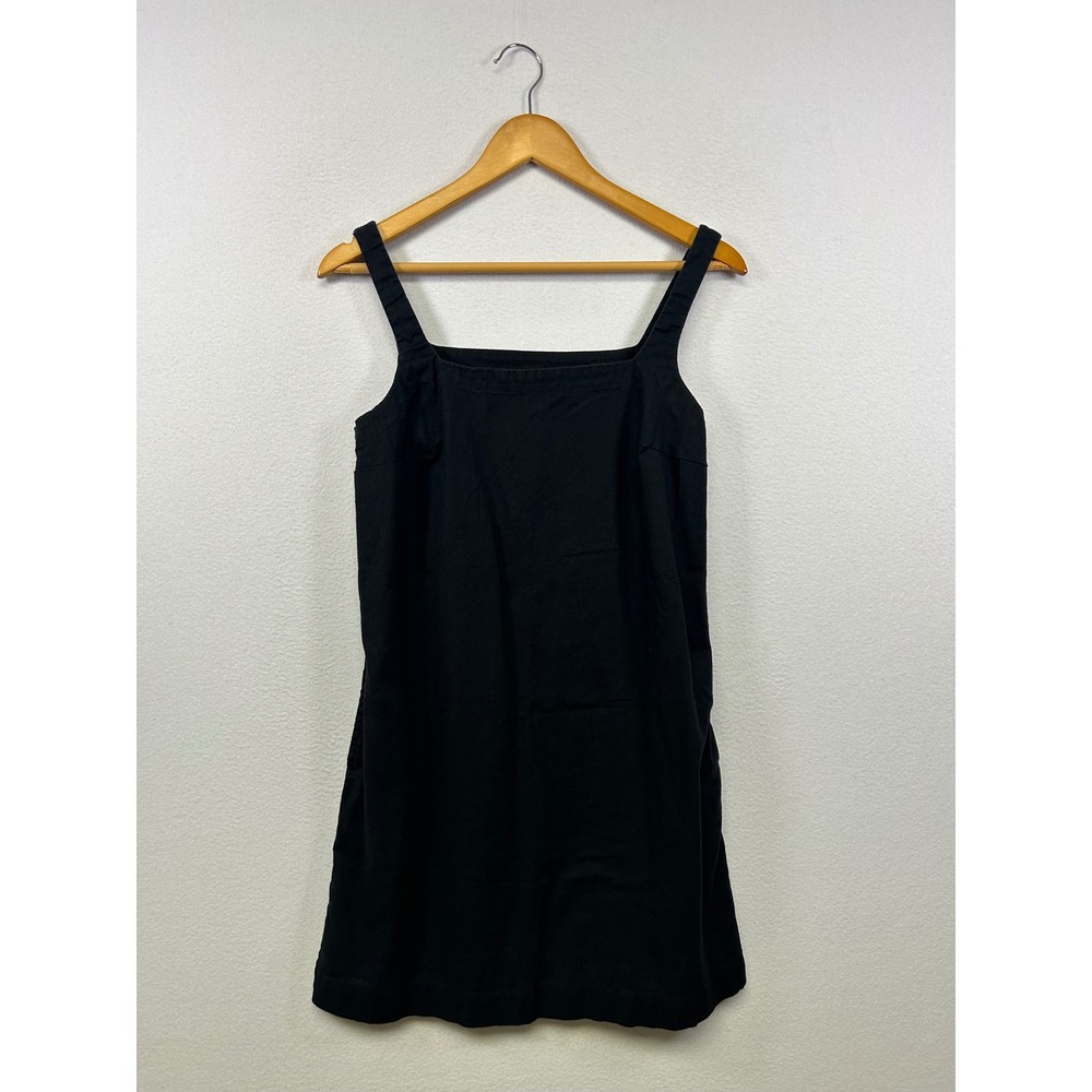 Minimalist‎ A New Day Womens XS Black Cotton Linen Square Neck Shift Mini Dress